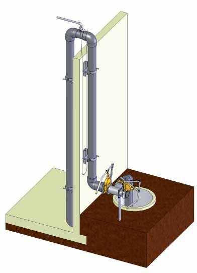 Befüll- und Entnahmestation zum Einbau in eine DN 180 Druckrohrleitung, mit Restmengenentleerung DN 150 als Bausatz mit 3 m PVC-Druckrohr incl.