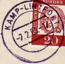 Jahre 1961 Aptierter Stempel des Postamtes