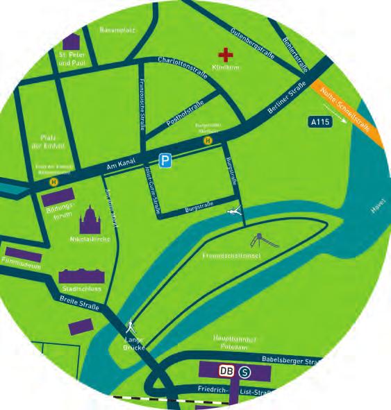 Hier finden Sie das Extavium: Am Kanal 57 14467 Potsdam Anfahrt aus Berlin: Mit der S-Bahnlinie S7 oder der Regionalbahn RE1 fahren Sie