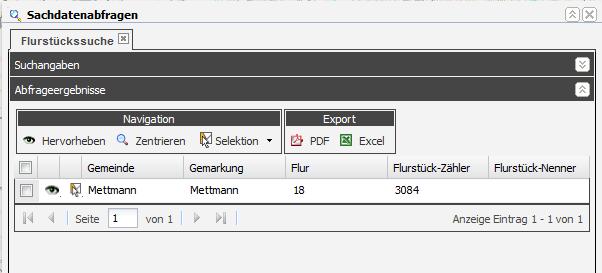 Ein Klick auf das Feld Suchen öffnet das Fenster des