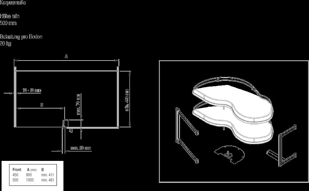 Twin corner Technische Daten I. Schreibtischunterbauten V. Auszugssysteme VI. Möbelbeschlag Küche VIII. Objekt-Scharniere VII.