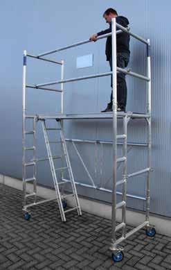 Eine speziell entwickelte Leiter unter der Plattform des Gerüstes sorgt für einen sicheren und komfortablen Aufstieg.