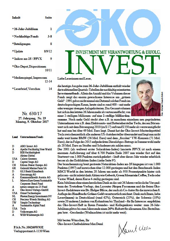 ÖKO-INVEST- Börsenbrief 12-16 Seiten alle 14 Tage seit