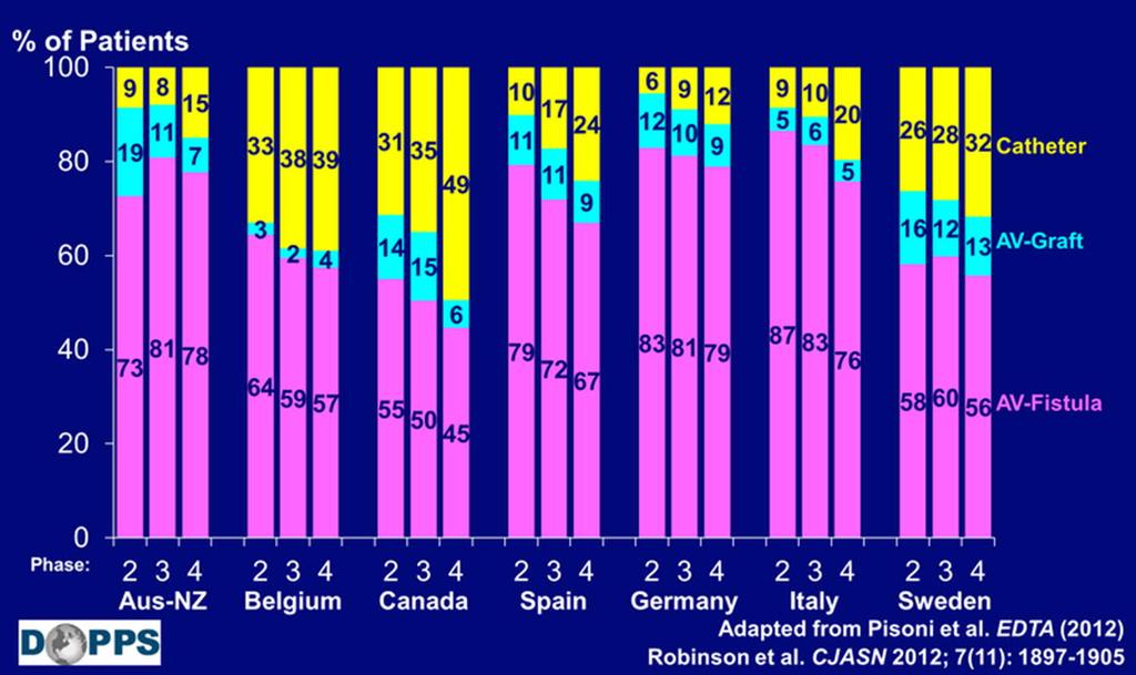 Verteilung von Gefäßzugängen (2002-2011) nach