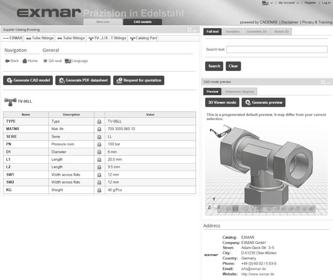 EXMAR CAD Bibliothek technische Daten und Zeichnungen von Katalogartikel kostenfreie Downloads im benötigten CAD-Format EXMAR CAD Library technical data and drawings of catalog items free