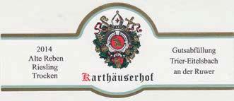 17 WEINGUT KARTHÄUSERHOF Karthäuserhof 1 54292 Trier-Eitelsbach Tel: +49 651 5121 mail@karthaeuserhof.com karthaeuserhof.com Lfd. Nr. Flaschen Anzahl Größe Wachstum PRÄDIKATSWEINE AUS VDP.