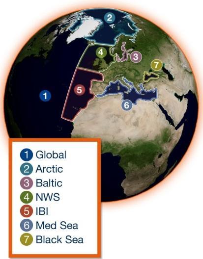 Womit beschäftigt sich MyOcean? Themenbereiche von MyOcean sind: 'Marine Safety' (Ölbekämpfung, SAR.