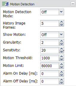 3.5 Bewegungserkennungsparameter Die Parameter des Gruppenfensters Motion Detection dienen zur Konfiguration der Bewegungserkennungsfunktion der Kamera.
