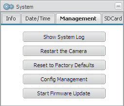 3.10.3 Registerkarte Management Show System Log - Schaltfläche Show System Log klicken, um ein Protokoll mit Systemmeldungen anzeigen zu lassen.
