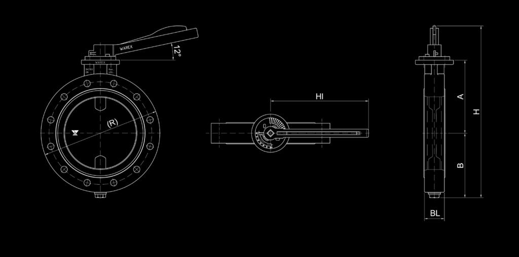 DKZ 103 R ZWISCHENFLANSCHKLAPPE DKZ 103 R Zwischenflanschklappe / Butterfly Valve A B (H) (R) BL1 BL2 Hl DN 50 110 85 278 165 39 43 205 65 118 92 292 185 39 46 205 80 125 95 303 200 39 46 205 100 135