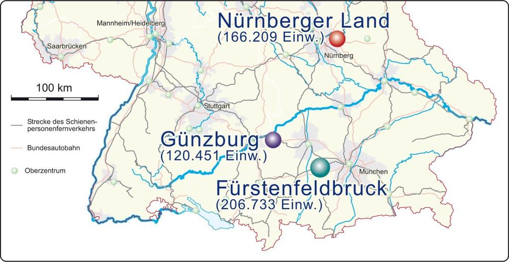Im Folgenden werden die Standorteinschätzungen der Unternehmen im Landkreis Fürstenfeldbruck den von der GEFAK mit der gleichen Methodik erhobenen Befragungsergebnissen in den Landkreisen Nürnberger