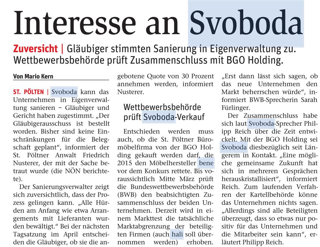 Interesse an Svoboda NÖN/St.