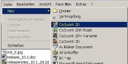 ALLGEMEINES Seite 1/8 Neue Cadwork- Datei erzeugen Beim Erzeugen einer neuen cadwork-datei kann eine beliebige (Init-) Datei aus dem Userprofil-Directory als Vorlage für die neue Datei gewählt werden.