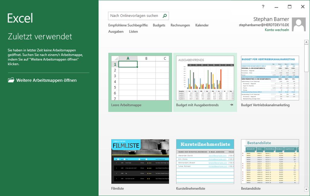 1 Excel 2013 - Grundlagen Wenn Sie das erste Mal eine Microsoft-Office-App starten, wird das Dialogfenster Willkommen bei Microsoft Office 2013 eingeblendet.