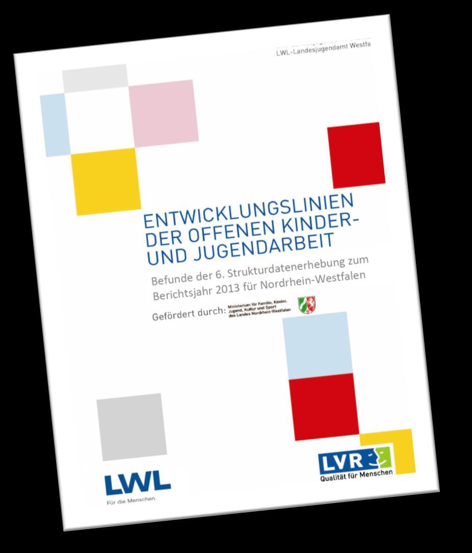 Öffentlichkeitsarbeit Veröffentlichung eines landesweiten Berichts Entwicklungslinien der Offenen Kinder- und Jugendarbeit in NRW Ende 2014 Ergebnisse und Befunde (auch zu