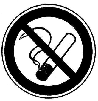 Bild 1 Verbotszeichen nach DIN 4844-2:2001-02 Rauchen verboten Farbe des Schildes und Rand weiß Kontrastfarbe für Symbol