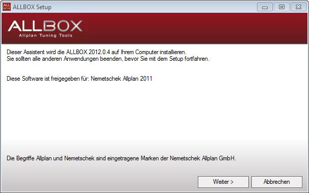Sollte Ihnen die ALLBOX als gezippte Datei vorliegen, entpacken Sie diese unbedingt vor der Installation. Installieren Sie die ALLBOX.