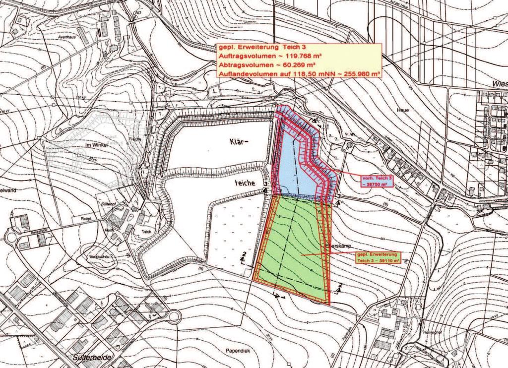 Seite 8 von 70 3.2 Vorhaben Erweiterung Teich 3 Das Werk Lage plant den Ausbau des Klärteiches Nr. 3 in südliche Richtung.