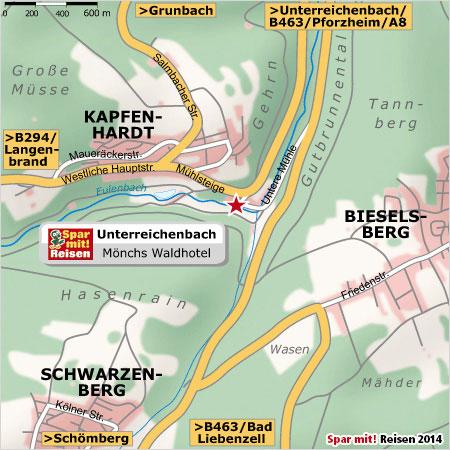 LAGE, ANREISE Unterreichenbach liegt 12 km südlich von Pforzheim im Landkreis Calw und ist mit dem Auto gut erreichbar. Karlsruhe ist rund 40 km und Stuttgart 50 km von Unterreichenbach entfernt.