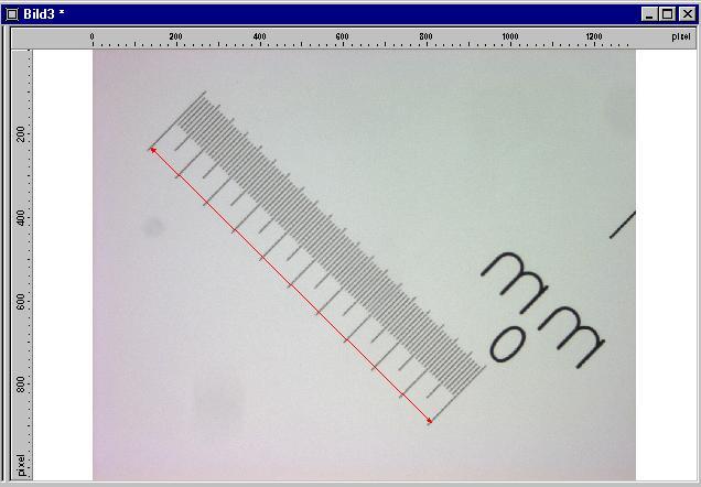Software Pixelskalierung Skalierung digitaler Bilder: Zuweisen einer definierten Messstrecke pro Pixel mit Referenzmikrometer