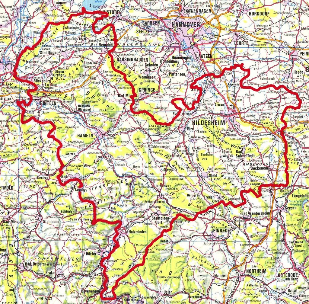 8 Übersichtskarte des Zuständigkeitsbereichs bis zum 30.06.2014 Kartengrundlage: Vergrößerter Ausschnitt der Topographischen Übersichtskarte 1 : 500.