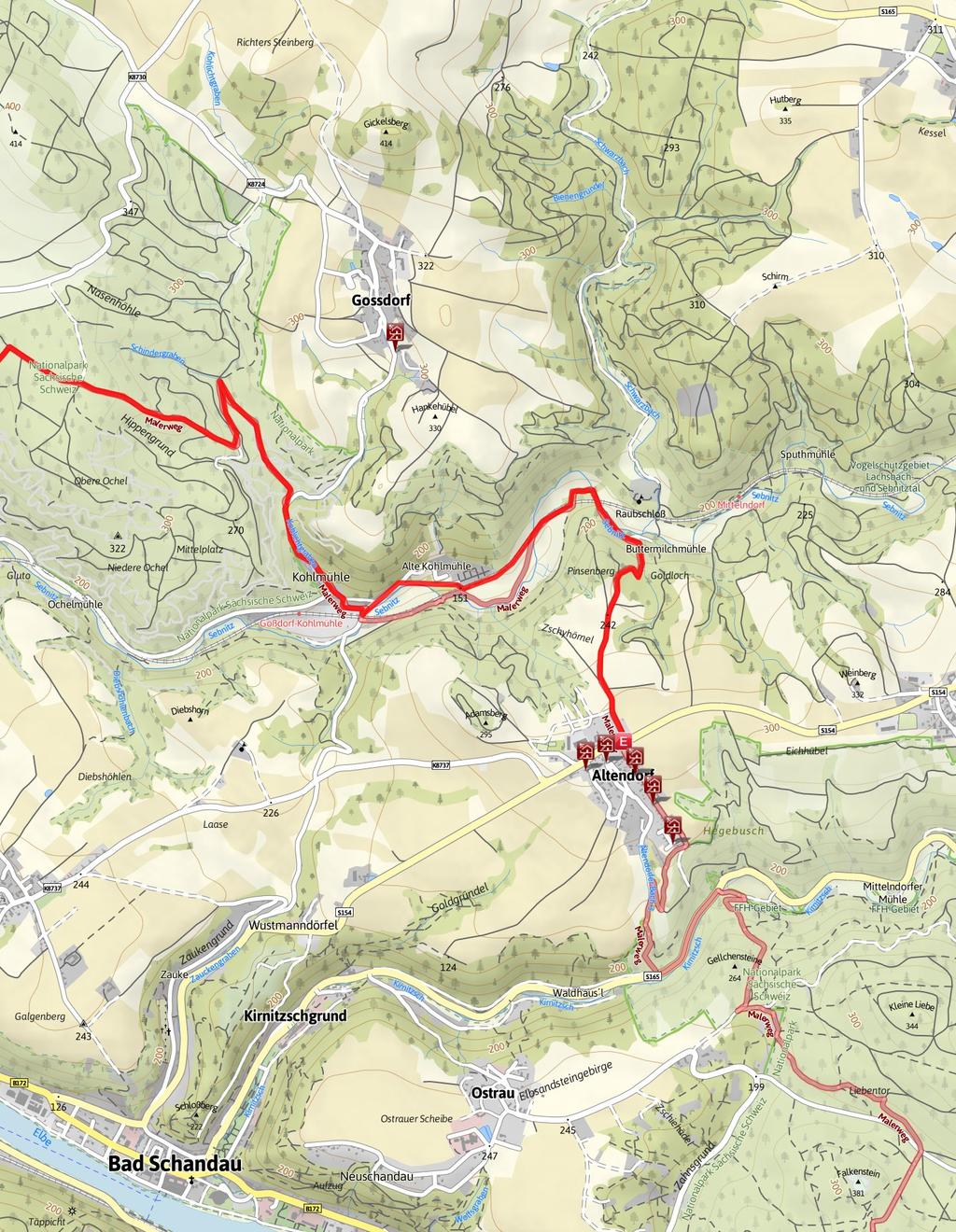 14.5 km 5:34 h 398 m 752 m SCHWIERIGKEIT mittel Kartengrundlagen: outdooractive Kartografie; Deutschland: Geoinformationen Vermessungsverwaltungen der Bundesländer und BKG (www.bkg.bund.
