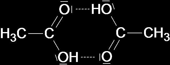 Abb. 5-2: Schematische Darstellung von Wasserstoffbrücken (rot) am Beispiel von Essigsäure Voraussetzung für die Entstehung von H-Brücken ist ein Wasserstoffatom mit Dipolcharakter, das mit einem