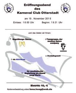 AMTSBLATT Verbandsgemeinde Rheinauen Seite 30 Ausgabe 46/18. November 2016 Karneval Club Otterstadt e.v. Prunksitzungen 2017 Der Kartenverkauf für unsere Prunksitzungen 2017 findet am 19.