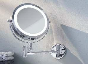 LED-Wandspiegel Mit Wandhalterung, 5-fache Vergrößerung und Normalgröße,