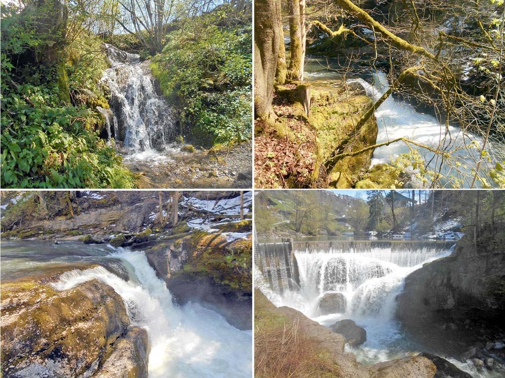 Die Vielfalt der Wasserfälle auf dem oberen Thurweg reichen.
