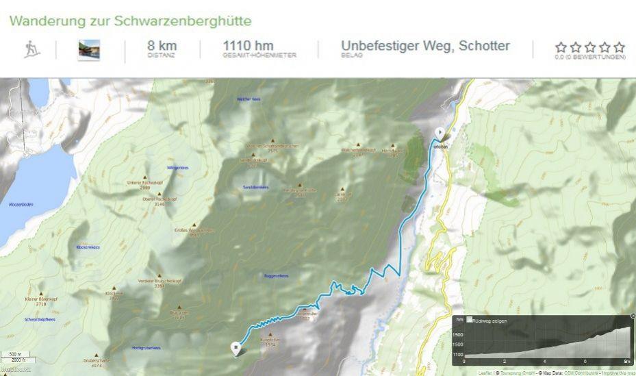 Der Weg zur Schwarzenberghütte Gestartet wird diese Wanderung beim Tauerngasthof in Ferleiten. Die Mautstelle Ferleiten ist auch der Ort, wo man am besten sein Auto parkt.