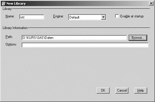 Neue SAS-Bibliothek anlegen Name der Bibliothek Schalter für permanente Bibliotheken Ordner- Angabe SAS Explorer Ähnlich wie Windows-Explorer viele Funktionalitäten auf rechter