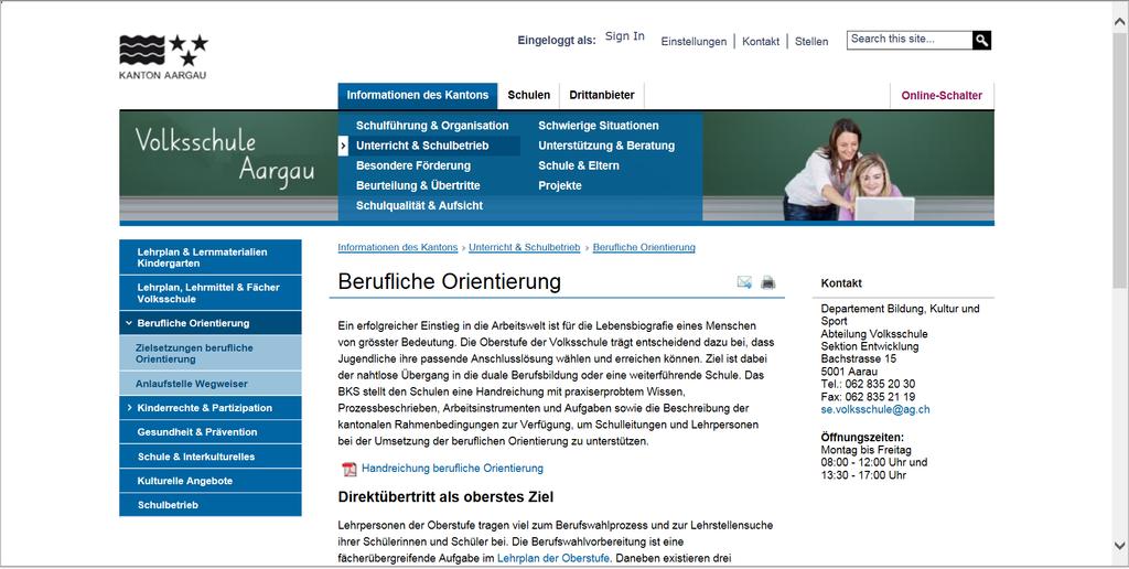 Handreichung berufliche Orientierung www.schulen-aargau.