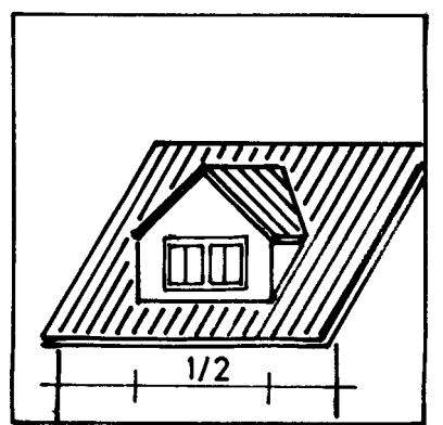 Je Dachseite ist ein Quergiebel (auch Wiederkehr oder Zwerchhaus genannt) möglich. Er darf nicht breiter als die Hälfte der Gebäudelänge sein.