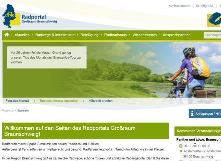 Aktivitäten zur Entwicklung des Radverkehr im Großraum Braunschweig Projekte (u.a. regionales Radportal http://www.radportal-zgb.