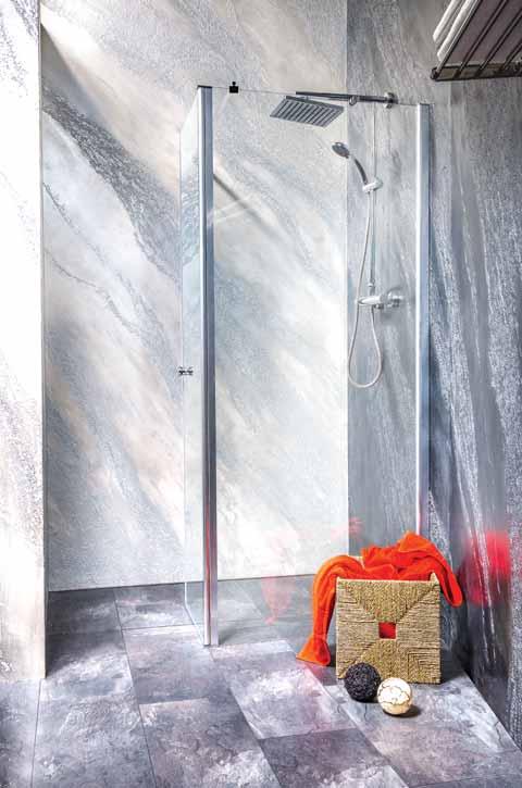 made in europe GRANDE MT140 Sowie oben gezeigt, kann mit der Duschtrennwand eine Walk-in Duschkabine gestaltet werden.