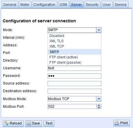 Abbildung 11: Tab Server Feldname Beschreibung Schreibzugriff Mode Betriebsart bzw. Deaktivierung der WAN-Schnittstelle.