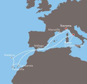 Schon jetzt viel Freude beim Planen. Tag Hafen An Ab Frühmorgens/nachts Beginn der Busanreise 1. Tag Savona (Italien) 16:30 2. Tag Marseille (Frankreich) 08:00 17:00 SOFORTBUCHER-PREIS Madeira bis 03.
