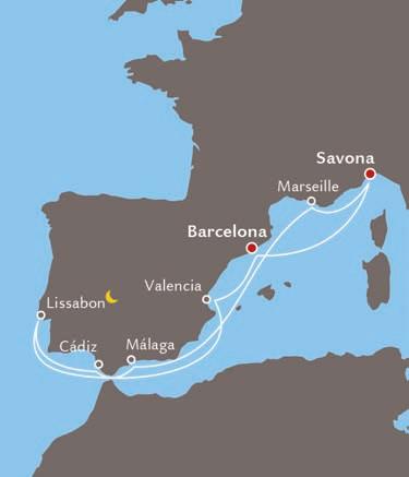 COSTA MEDITERRANEA Costa Crociere S.p.A. Feuriges Spanien & verträumtes Lissabon Savona - Marseille - Malaga - Cadiz - Lissabon - Valencia - Barcelona - Savona In Lissabon scheint die Vergangenheit noch lebendig zu sein.