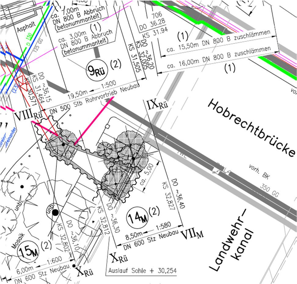 Standortbestimmung des neuen Auslaufs Aufgrund beschriebener Kriterien erfolgt der Neubau des Auslaufs südlich der Hobrechtbrücke gem. Vorgaben WSA.