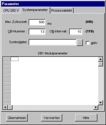 Handbuch VIPA WinNCS System-200V-Funktionalität Register Systemparameter Im Register Systemparameter für die CPU nehmen Sie Einstellungen vor, die bei einem Export als DB1 in einer s5d-datei