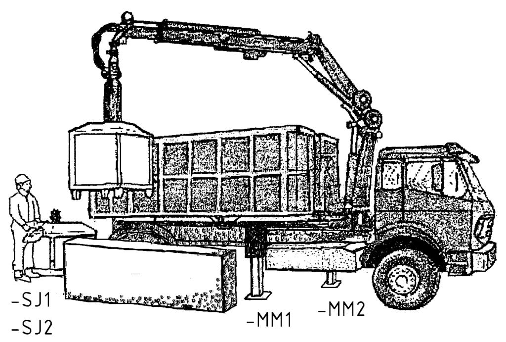 Der Lastwagen in wird mit zwei ausfahrbaren Stützen beim Be- und Entladen abgesichert. Für solch große Kräfte werden meist elektrohydraulische Anlagen eingesetzt.