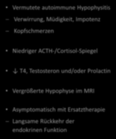 Prolactin Vergrößerte Hypophyse im MRI Asymptomatisch mit Ersatztherapie Langsame