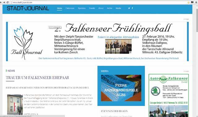 Das Magazinportal komplettiert die beiden Printausgaben Falkenseer Stadt-Journal und das künftige Spandauer Stadt-Journal ( Erschenung am 7.