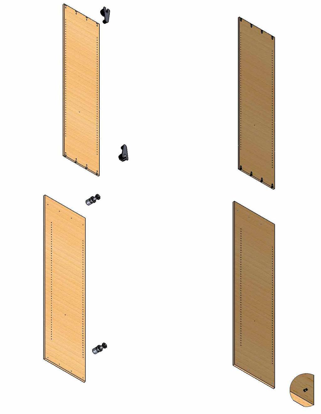 2: Außenwand fertige Außenwand C C 4x Excenterstifte am oberen und