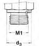 thread (parallel) DIN 13 Rosca métrica ISO (cilíndrical) DIN 13 Metal-to-metal sealing Einschraubzapfen: DIN 3852, Teil 2 Form B, Abdichtung durch Dichtkante Studs: DIN 3852, part 2 Form B, metal to