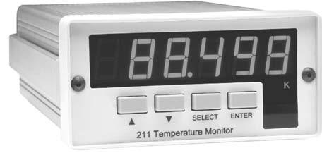Tieftemperatur-Anzeigegerät MODEL 211S Vorteile für den Anwender - Versorgung einer Silizium-Diode - Dreistelliges LED-Display - Temperaturanzeige zwischen 1 und 450 Kelvin - Zwei Schaltpunkte - RS
