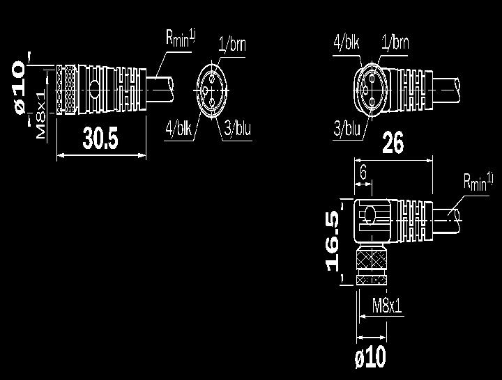 Gegenstecker) Technische Daten Betriebsspannung U b : 60 V AC / 75 V DC Kontaktwiderstand : > 5 mω Strombelastbarkeit : 4 A (CSA = 3 A) Prüfspannung : 1,5 kv eff. / 60 s.