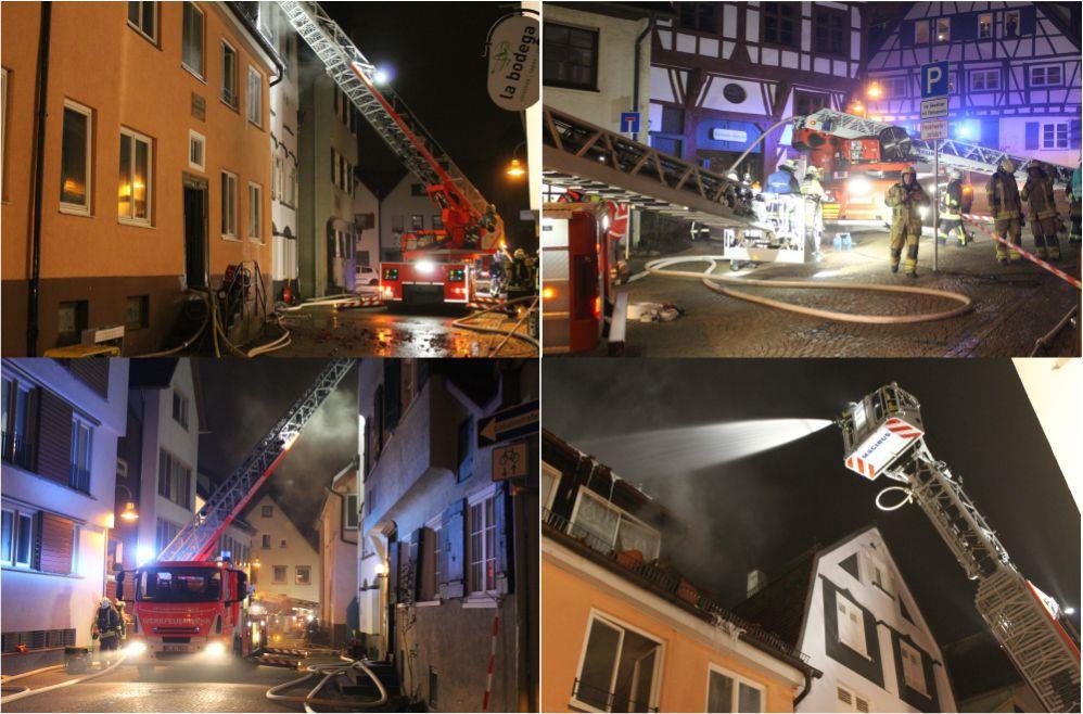 11.02.17 Brand in der Biberacher Altstadt Gegen 17.50 Uhr rückte die Feuerwehr Biberach in Zugstärke zu einem Gebäudebrand in die Justinus-Heinrich-Knecht-Straße aus. In der Decke zum 1.