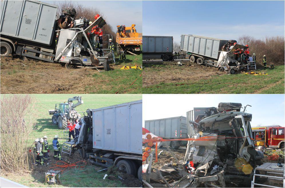 23.03.207 Schwerer LKW Unfall auf der B30 Ein 46-Jähriger Berufskraftfahrer fuhr ungebremst in einen Sicherungsanhänger auf der B30 Biberach Richtung Ulm.